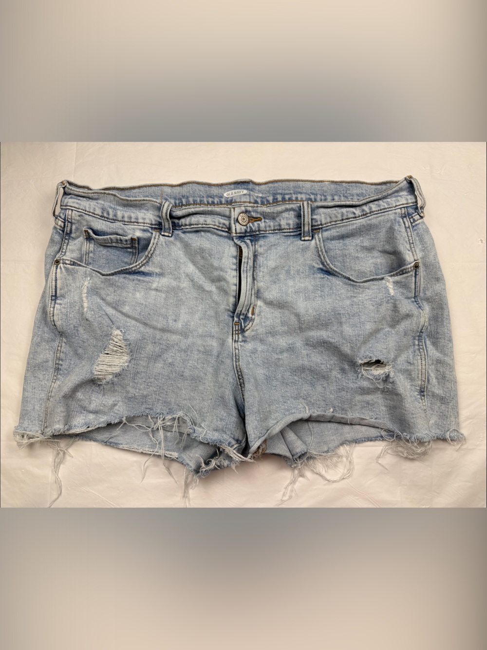 Old Navy Boyfriend Jean Shorts Size 16 Light Blue Distressed Americana Summer